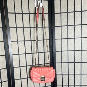 Quilted Coral Chain Shoulder Bag - Women